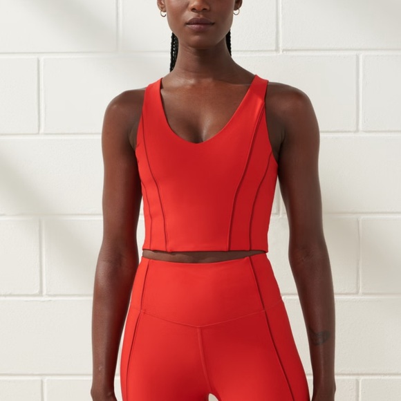 YPB Abercrombie & Fitch Corset Slim V-Neck Tank Red Small - Picture 2 of 5